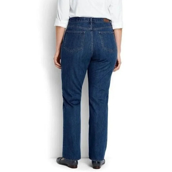 Lands' End Dark Wash High Rise Straight Leg Jeans 16W - Picture 1 of 4